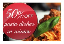 50 off pasta in papavero restaurant